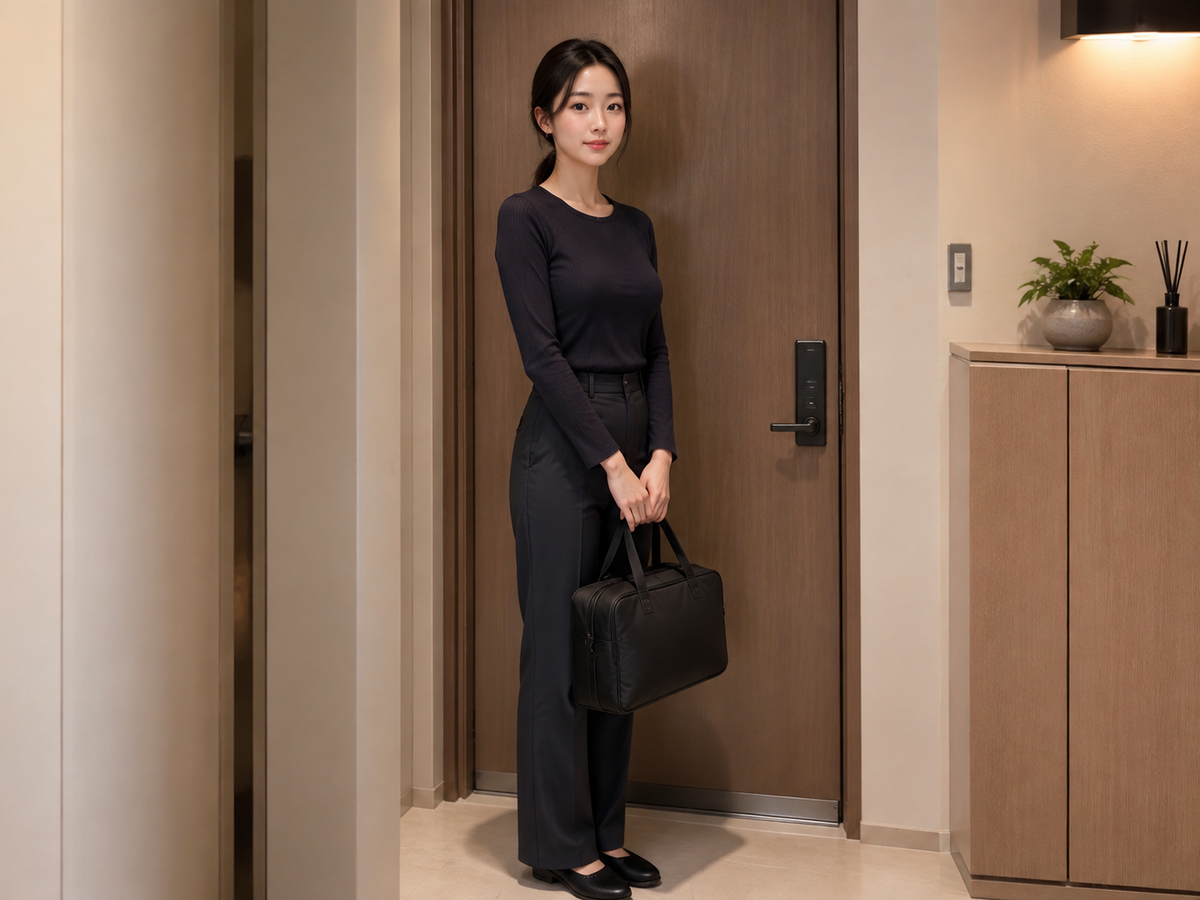 김포 방문 홈케어 일정을 준비하는 젊은 성인 한국 여성 관리사